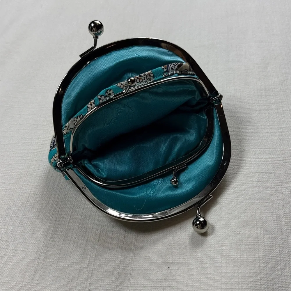Vera Bradley Teal and‎ Navy Patterned Clutch small coin bag